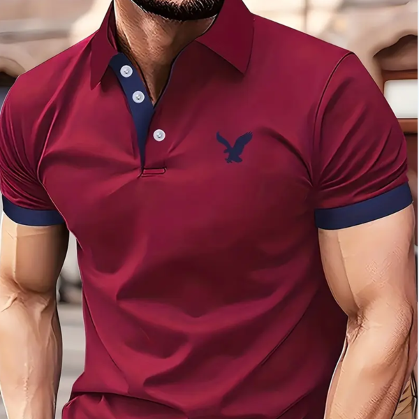 Eagle Print Men's Short Sleeve Golf polo Shirt,