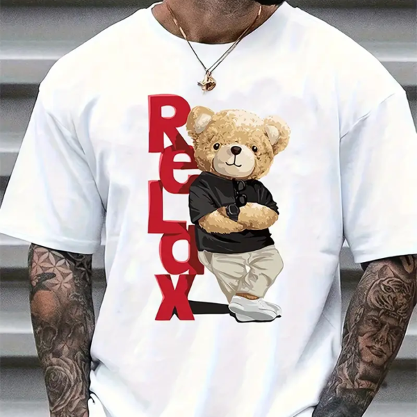 🐻☀️ Men's Trendy Bear Print Tee: Roam Wild, Stay Cool! ☀️👕