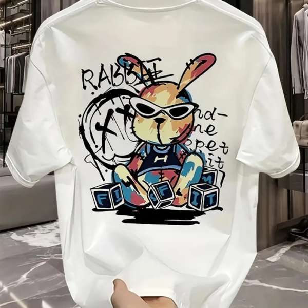 🐇🖤 Men's Black Rabbit Graphic Tee: Bold Style, Effortless Summer Cool! 🖤👕
