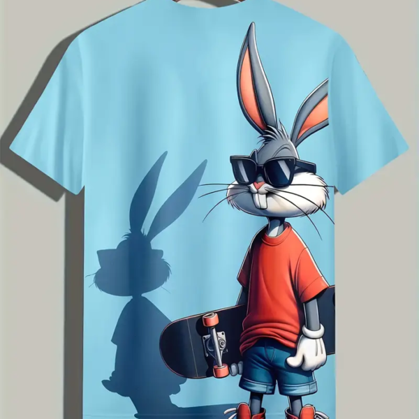 🛹🐇 Skateboarding Rabbit 3D Print Tee: Bold Style, Endless Comfort! 🐇✨