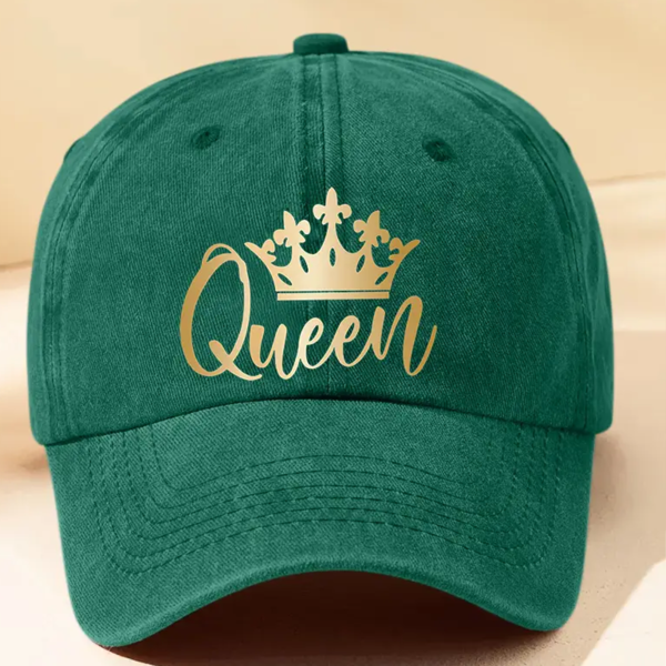 Vintage-Style Queen Crown Print Baseball Cap