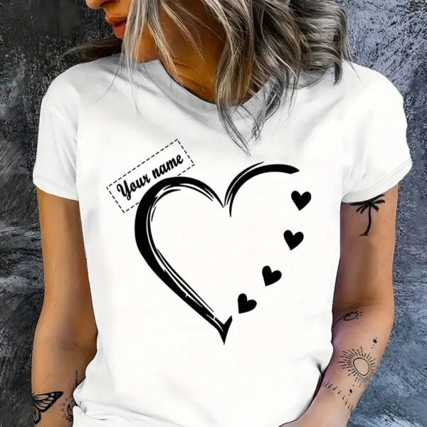 Customizable Women's Heart Graphic T-Shirt