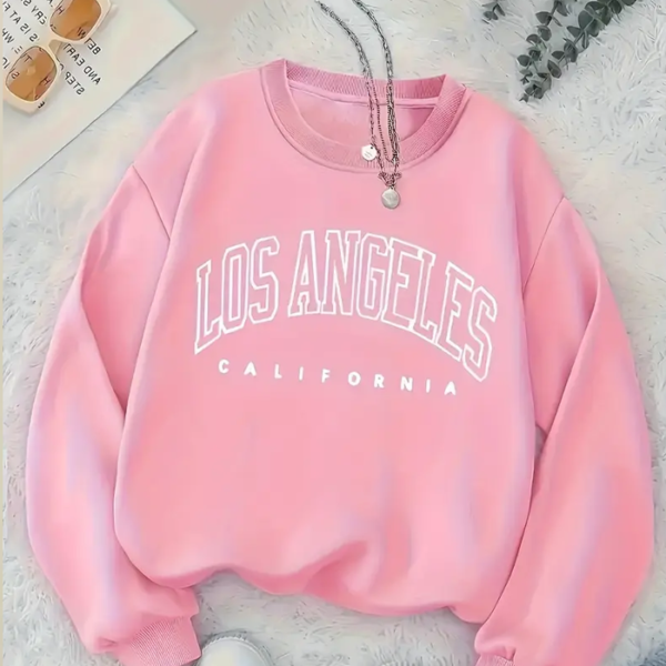 Women's Los Angeles California Letter Print Green Sweatshirt